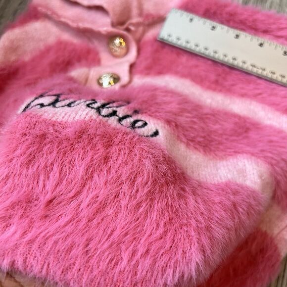 Barbie Pink Collar Crop Top preppy coquette soft fur chic stretch sweatshirt #50 - Picture 8 of 10